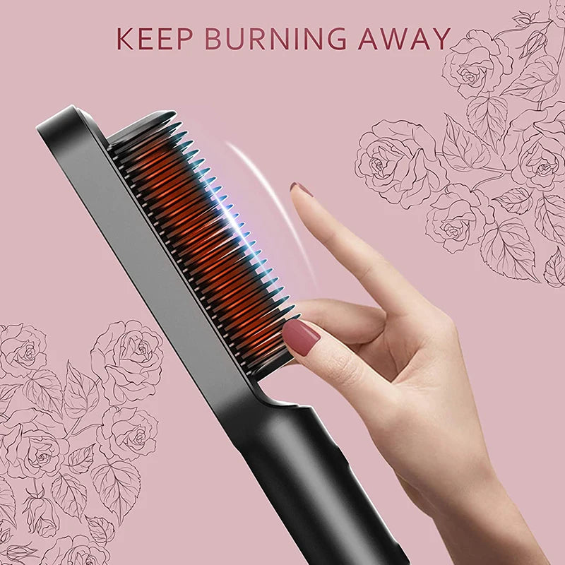 Home Use Professional Electric Flat Iron LCD Display Fast Ceramic Multi-Function Hair Straightening Brush